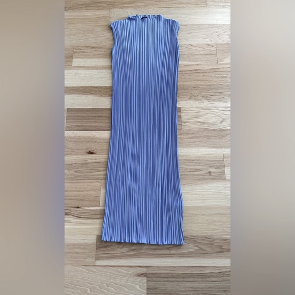 Rails Plisse Pleated Sleeveless Midi Dress in Jewel Blue Mock Neck size S - Picture 10 of 15